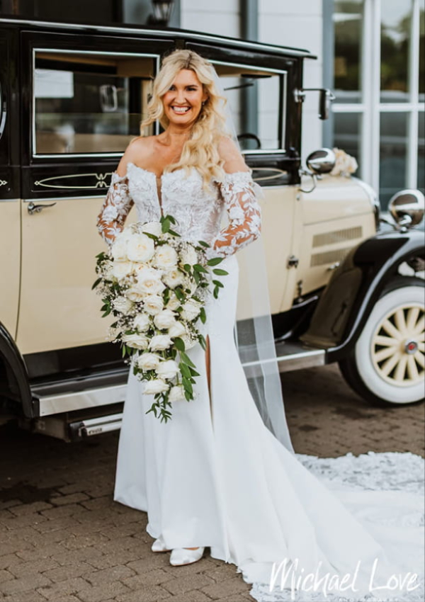 Bride holding a handcrafted John Paul wedding bouquet