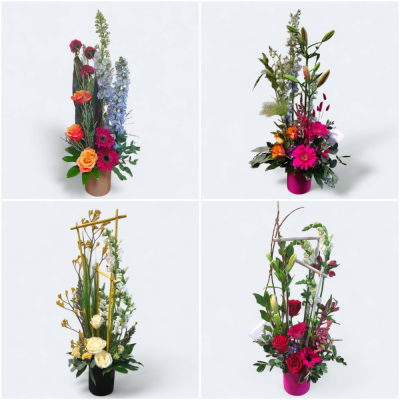 Tall Arrangement - A striking floral arrangement in a tall contemporary style. A great eye catching gift.