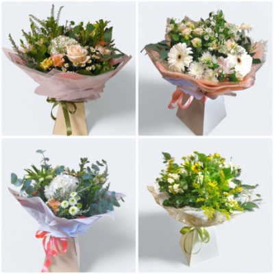 Sympathy Bouquet - Sympathy Bouquet - Send a hand-tied bouquet that's been sympathetically designed using flowers in appropriate tones, teamed with local grown seasonal foliage. The bouquet will convey your condolences and thoughts at a difficult time. Aqua-packed in water for extra freshness and delivered in a presentation bag or box for delivery.